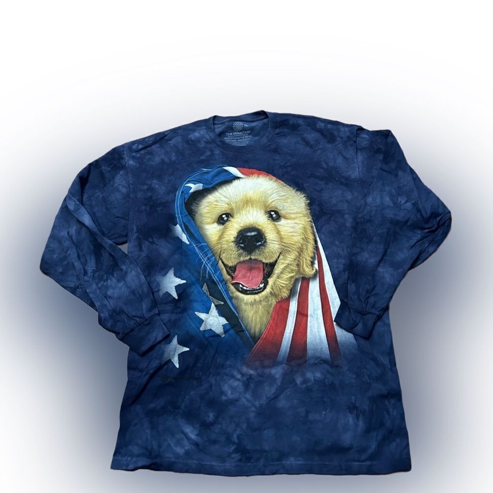 The Mountain Puppy American Flag Patriotic Tshirt NWOT